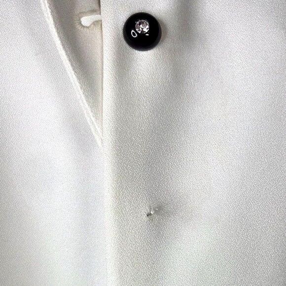 Maggie Barnes Womens White Coat With Black Faux Fur Trim Rhinestone 18W - Picture 9 of 9